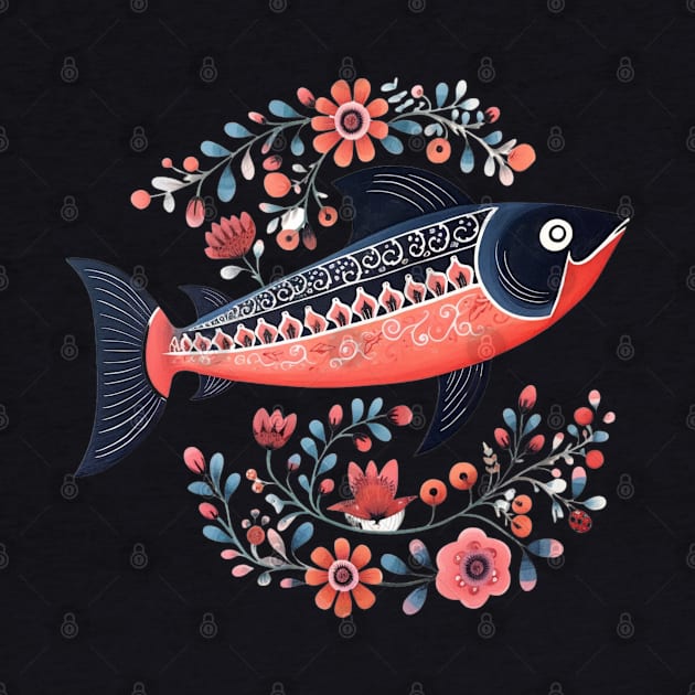 A Cute Salmon Scandinavian Art Style by Studio Red Koala